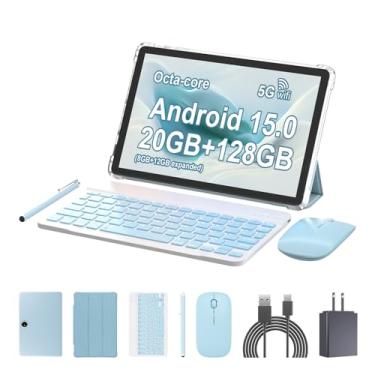 Imagem de PEICHENG Tablet processador Android 15 Octa-core de 11 polegadas, RAM 20 GB (8 + 12 expansão) + ROM 128 GB, carregamento rápido 9V/2A, câmeras duplas de 5 MP + 13 MP, azul celeste (tablet com capa
