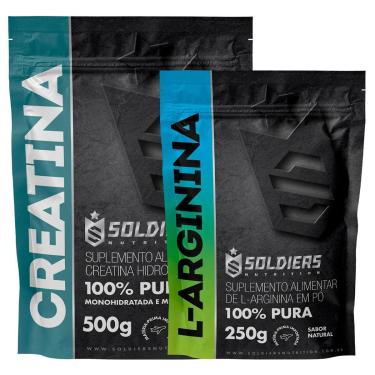 Imagem de Kit: Arginina 250g + Creatina Monohidratada 500g - 100% Pura Importada - Soldiers Nutrition-Unissex