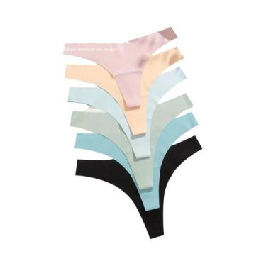 Imagem de Conjunto De 6 Calcinhas G-String De Seda Gelada Sem Costura Para Mulhe
