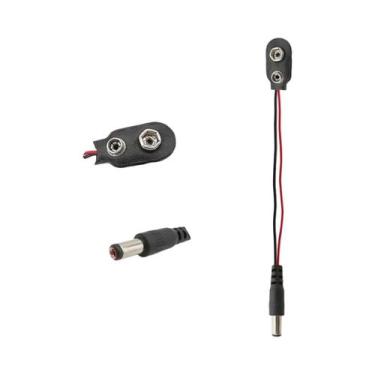 Imagem de Cabo De Alimentação De Bateria 9V DC Com Conector Plug Clip Barrel Jac