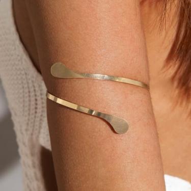 Imagem de Pulseira feminina leve para praia, joia de praia, ajustável, estrela-do-mar, pulseira de punho aberto tendência espiral (estilo 10)