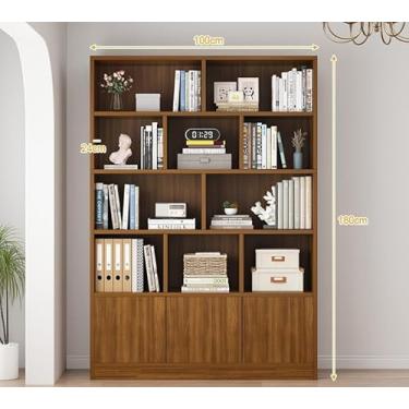 Imagem de Estante de leitura combinada de madeira maciça, estante inclinada para parede, prateleira divisória de entrada para armário de vinho (cor: cor nogueira 100 x 24 x 180 cm) (cor nogueira 100 x 24 x 180