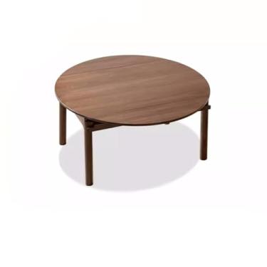 Imagem de Mesa de jantar dobrável de madeira maciça, nogueira preta, apartamento, simples, mesa de jantar para casa, mesa redonda, mesa de cozinha moderna