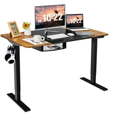 Imagem de Mesa de pé elétrica de 139.7 cm x 71.1 cm altura ajustável com porta USB preta (Cor: D, Tamanho: conforme mostrado) (E conforme mostrado)