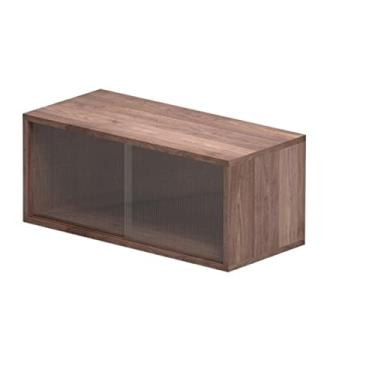 Imagem de Armário lateral de revista de aço inoxidável, prateleira de armário de TV para quarto e sala de estar (cor: gaveta de 83 x 38 x 35 cm) (porta de vidro de 83 x 38 x 35 cm)