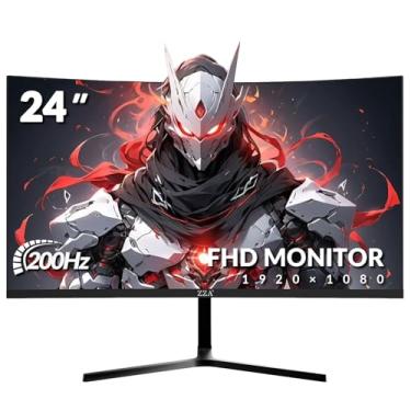 Imagem de ZZA Monitor curvo para jogos de 24 polegadas 200hz/180hz, tela de computador sem moldura FHD 1080P, AMD FreeSync, desfoque de baixa movimento, cuidados com os olhos para home office e PS5, DisplayPort