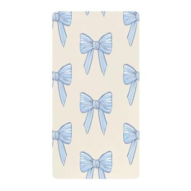 Imagem de Blueangle Lençol de berço padrão para berço infantil - Lençóis de algodão macio e respirável com laço azul (321)