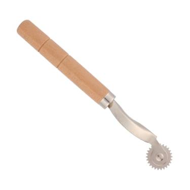 Imagem de Ferramenta para Redimensionar Caixas, Resistente a Rasgos Vincadora de Papelão com Cabo de Madeira Roda Vinco com Linha Tracejada para Artesanato em Papel Confecção Caixas Presente e Encadernação