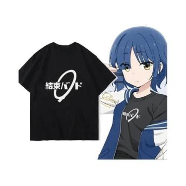 Imagem de Camiseta Oversized Estampada Anime Bocchi the Rock Band Com Gola Redon
