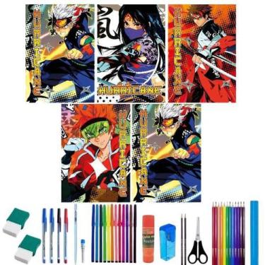 Imagem de Kit 10 Caderno Anime Capa Dura Brochurão 96 Folhas 38 Itens - 151917P2