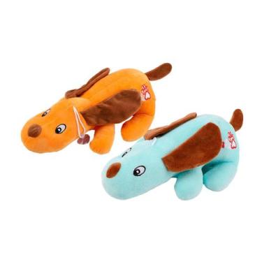 Imagem de Kit 2 Brinquedo Pelúcia Cachorro Ventosa Infantil Decorativo Criança E
