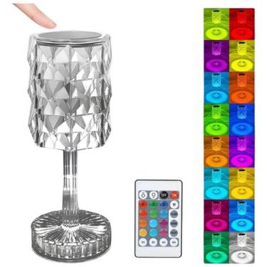 Imagem de Luminária de Mesa Quarto Sala Abajur Tubo Led Cristal Diamante Control