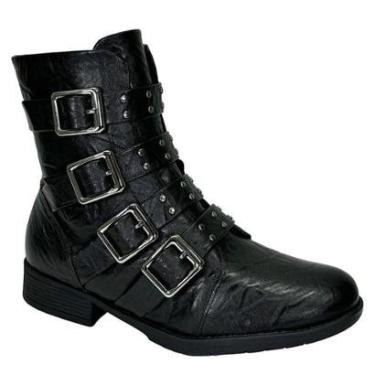 Imagem de Bota Piccadilly Coturno Leci Fivelas Cano Curto 653006 Preto-Feminino