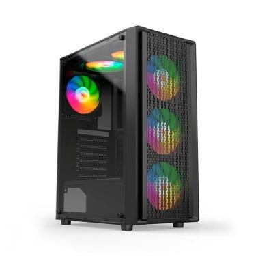 Imagem de Gabinete Liketec Hurricane, Frontal Mesh, Mid Tower, Lateral em Vidro, LC-AT-HURRICANE-3FR-Unissex