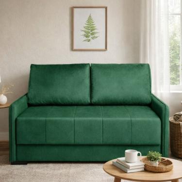 Imagem de Sofá Cama para Sala de Estar Casal 154cm Veludo Isis Verde
