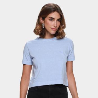 Imagem de Camiseta Calvin Klein Stone Logo Relevo Feminino, Lilás, G