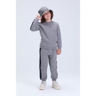 Imagem de Conjunto Infantil de Inverno Masculino Moletom Faixas Laterais-Masculino