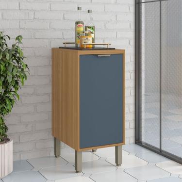 Imagem de Balcão de Cozinha 40 Cm Colors 1 Porta 100% Mdf Freijó/Azul Secreto - Kits Paraná