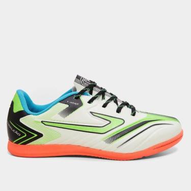 Imagem de Chuteira Futsal Infantil Topper Camaleão, Branco, Laranja, 36
