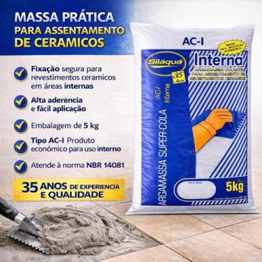 Imagem de Kit 4 Argamassa Ac1 Interna Super Cola Revestimento 5Kg - SILAQUA