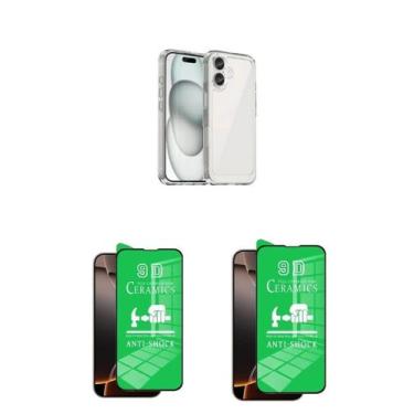 Imagem de 2UN Película de Cerâmica 9D + Capa Silicone TPU Para Iphone 16 Plus - 