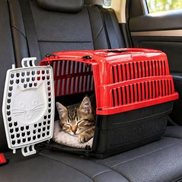 Imagem de Caixa Transporte Gato Love Vermelho Até 6kg Pet Passeio - PET IN