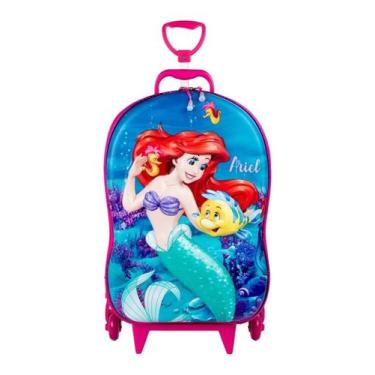 Imagem de Mochila 3d Pequena Sereia Ariel Com 6 Rodinhas Maxtoy 3855