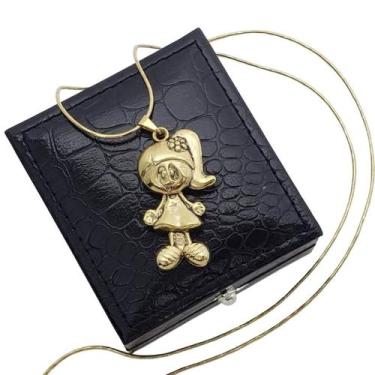Imagem de Colar Com Pingente Menina Banho De Ouro 18k 4246 - Trs Chic Joias