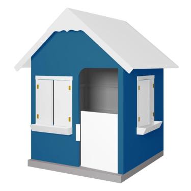 Imagem de Casinha de Brinquedo com Floreiros L12 em MDF Azul e Branco para Crianças Gran Belo