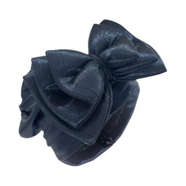 Imagem de Touca Turbante Africana Dourada Multicamadas Com Laço Elegante Para Mu