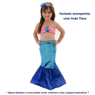 Imagem de Fantasia Infantil Longo Pequena Sereia Ariel Azul