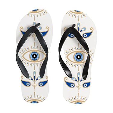 Imagem de Chinelo fino feminino magical Evil Eye Symbol Beach Thong Sandals confortável Summer Travel Slippers para homens, Multicor, 6-7 Narrow Women/5-6 Narrow Men