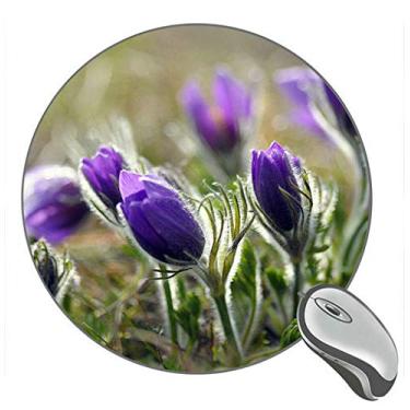 Imagem de Mouse pad de borracha para jogos Purple Flower Buds Macro Redondo