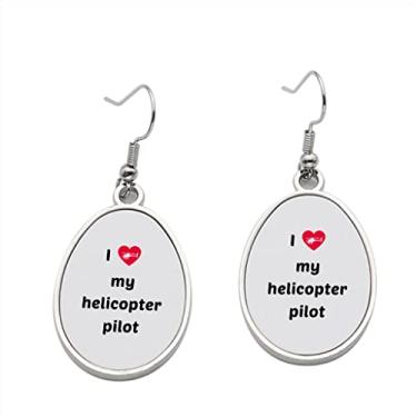 Imagem de Brinco I Love my Helicopter Pilot - Brincos pendentes para meninas - Presente de festa de aniversário dos namorados