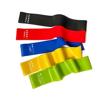 Imagem de Bandas de resistência para exercícios domésticos para mulheres e homens, 5 conjuntos de faixas elásticas para pernas e bumbum, braços