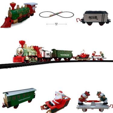 Natal Conjunto de Trem Elétrico Modelo de Trem Fuma& Luz& Som Incluindo Kit  de Trilhos de Trem Árvore de Natal Locomotiva A Vapor para Meninos Das