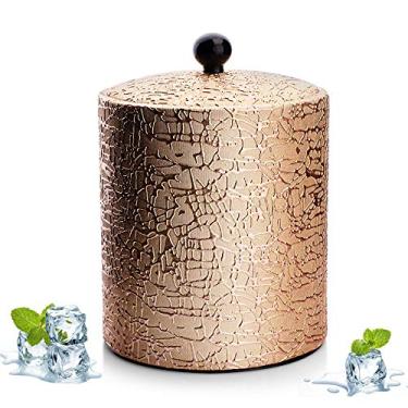 Imagem de Balde de gelo com tampa e pinças, sem vazamentos isolado champanhe refrigerador de gelo refrigerador de vinho para festa bar acampamento churrascos, ouro, 13,8x20cm