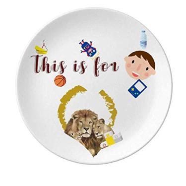 Imagem de Anel feroz Feline Lions prato de porcelana jantar redondo menino homem