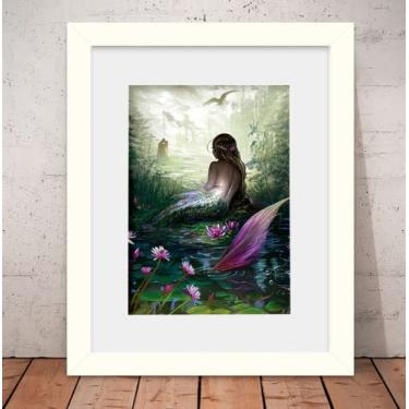 Imagem de Quadro Sereia Fantasia Poster 56x46cm Vidro +paspatur W2899