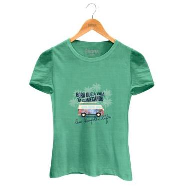 Imagem de Camiseta Live A Simple Life Feminina Infantil Verde Ãgua - Use Bora