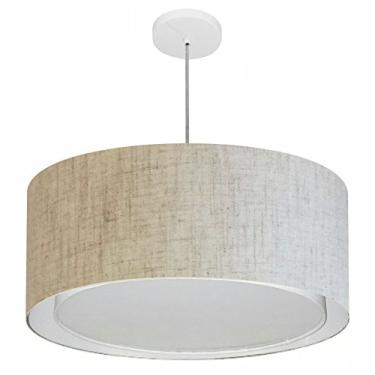Imagem de Lustre Pendente Cilíndrico Duplo Cúpula Tecido 30/55x50 cm, Vivare Iluminação, Pendente4289 RST, Rustico Bege, Médio
