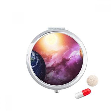 Imagem de Caixa de comprimidos colorida Planeta Terra, vermelho, azul, caixa de armazenamento de remédios