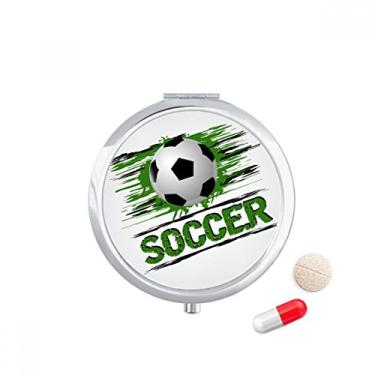 Imagem de Caixa de armazenamento de medicamentos de bolso verde futebol futebol esportivo