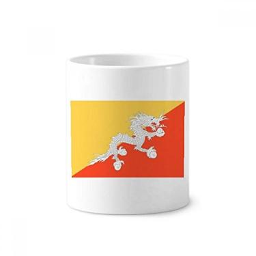 Imagem de Suporte de caneta com bandeira nacional do Butão da Ásia, escova de dentes, caneca, suporte de cerâmica, porta-lápis