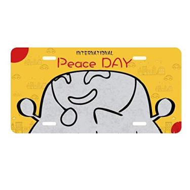 Imagem de DIYthinker Placa de licença Strange Smile Black Cute Chat Happy Decoração de carro Dia da Paz