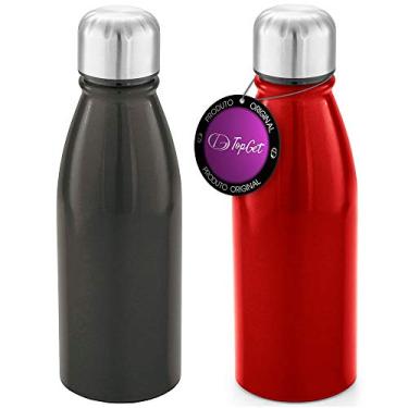 Imagem de Kit 2x Squeeze Alumínio 500 ml Wave TopGet Chumbo e Vermelho