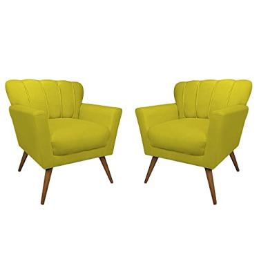 Imagem de Kit 2 Poltrona para Sala de Estar Estofada Quarto Escritório Clínica Leitura Paris (Suede Amarelo)