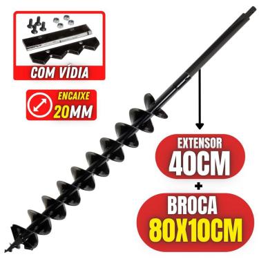 Imagem de Broca De Ferro Kawashima Com Espiral Duplo E Lâmina de Vídia 800mm x 100mm + Extensão d...