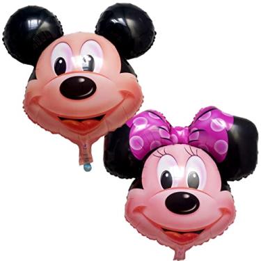 Imagem de Balão Metalizado Mickey Minie Rosa - Pacote 2 Unidades Bexiga Festa 50x48cm