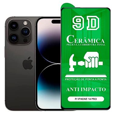 Imagem de Película Compatível com iPhone 14 Pro - 9D Cerâmica Protetora Resistente Anti Impacto Queda Choque Shock Flexível Nano Gel Compatível com 3D 5D 100D